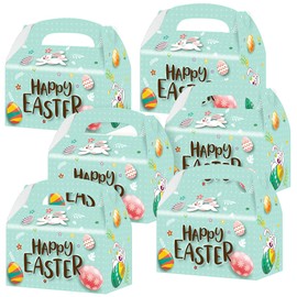 ArtCreativity Easter Treat Boxes, Pack of 12 Bunny Boxes for Candy, Cookies and Party Favors, Cute Cardboard with Handles Wedding Birthday Holiday Goodies