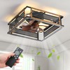 Square Cage Ceiling Fan with Light and Remote Control, 18