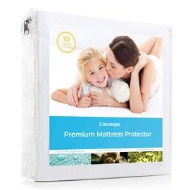 Linenspa Smooth Top Premium Queen Mattress Protector Waterproof, Top Protection Only, Queen Waterproof Mattress Covers