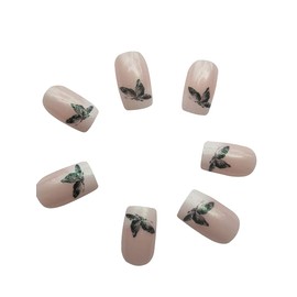 Press On Nails 24pcs/set French Fake Nail With Glue Short Nail Tips Acrylic False Nails Full Cover Artificial Fingernails for Women Girls Glue On Nails