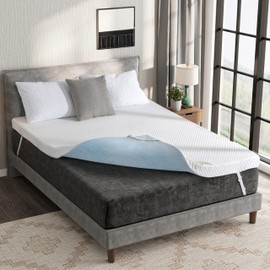 Dyonery 4 Inch Gel Memory Foam Queen Mattress Topper with Removable Cover, CertiPUR-US Certified, Cooling Sleep, Pressure Relief, 60"×80"×4"