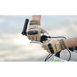 Tactical Half Finger PU Leather Gloves Survival Game Bike Cycling Gloves (6, Brown, XL)