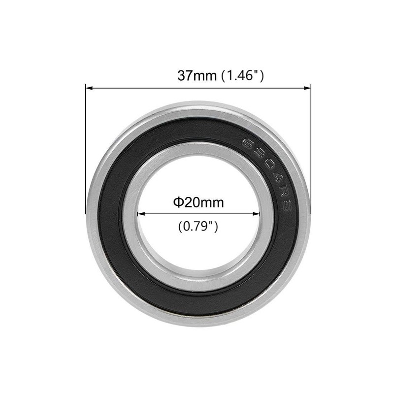 2PCS 6904-2RS 6904RS Deep Groove Rubber Shielded Ball Bearing (20mmx37mmx9mm)