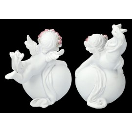 Angel Figurines Set of 2 - Putten with Love Heart for a Heavenly Atmosphere | Cherub 13.5 cm