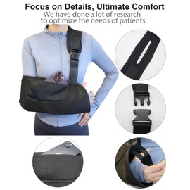 DouHeal Arm Sling, Upgraded Straps, Ultimate Comfort, Convenient Pocket, Arm Sling Shoulder Immobilizer for Shoulder Injury, Elbow Injury, Wrist Injury, Fractured Bones, Rotator Cuff Support (XL)