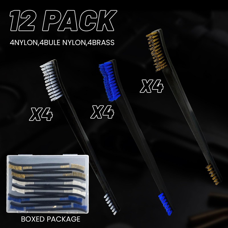 12 Pack Gun Cleaning Brushes with Brass, Bule and White