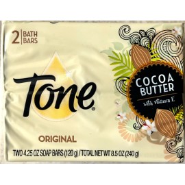 Tone Original Cocoa Butter With Vitamin E Bar Soap, 2 Pack - 4.25 Oz
