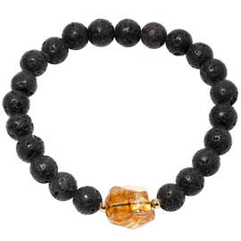 Xfoxstal Raw Citrine Crystal Beaded 8mm Tiger Eye Stone Bracelet for women Men Money Wealth Prosperity Good Luck Stretch Bracelets, Medium, Stone, Lava Stone