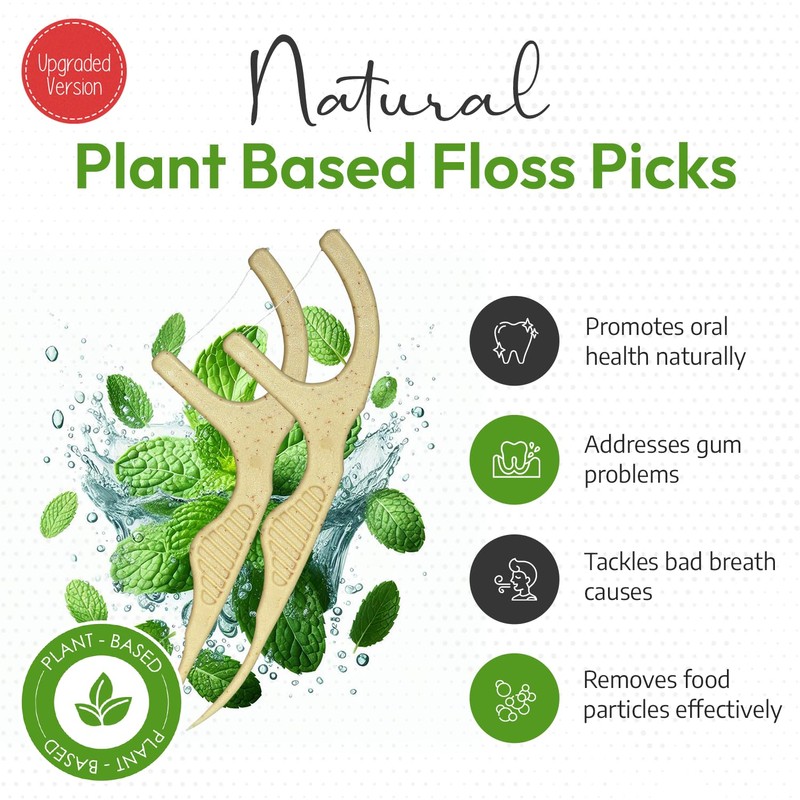 EF-Globally Dental Floss Picks, Plant-Based and Eco-Friendly, No Break and