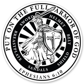 Put On The Full Armor of God Stickers - 2 Pack - Waterproof Vinyl for Car, Phone, Water Bottle, Laptop - Christian Bible Verse Decals (2-Pack)