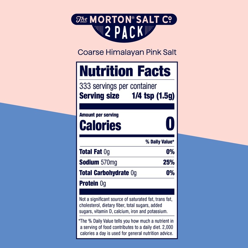 Morton All-Natural Himalayan Pink Salt, Coarse, (17.6 oz), 2-Pack, Perfect