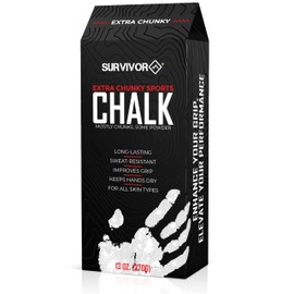 SURVIVOR Gym Chalk - 13 oz Extra Chunky Climbing Chalk, Lifting Chalk, Gymnastics Chalk - Pure Magnesium Carbonate Hand Chalk Powder, Weightlifting Chalk Gym - Rock Climbing Chalk