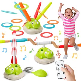 Edulok 3-in-1 Dinosaur Musical Jumping,Ring Toss & Rocket Launcher Toy for Kids with Remote Control,Indoor & Outdoor Sports Game for Kids Ages 3-8, Ideal Playset for Boys & Girls