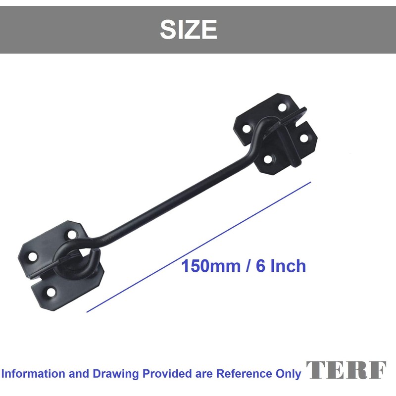 TERF® 150mm Heavy Duty Antique Black Wire Cabin Door Hook
