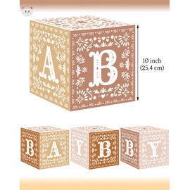 KARAQY 4PCS Cielito Lindo Party Decoration, Mexican Baby Boxes with Letters for Baby Shower Gender Reveal Birthday Fiesta Party Decorations (10 * 10 * 10 Inches)