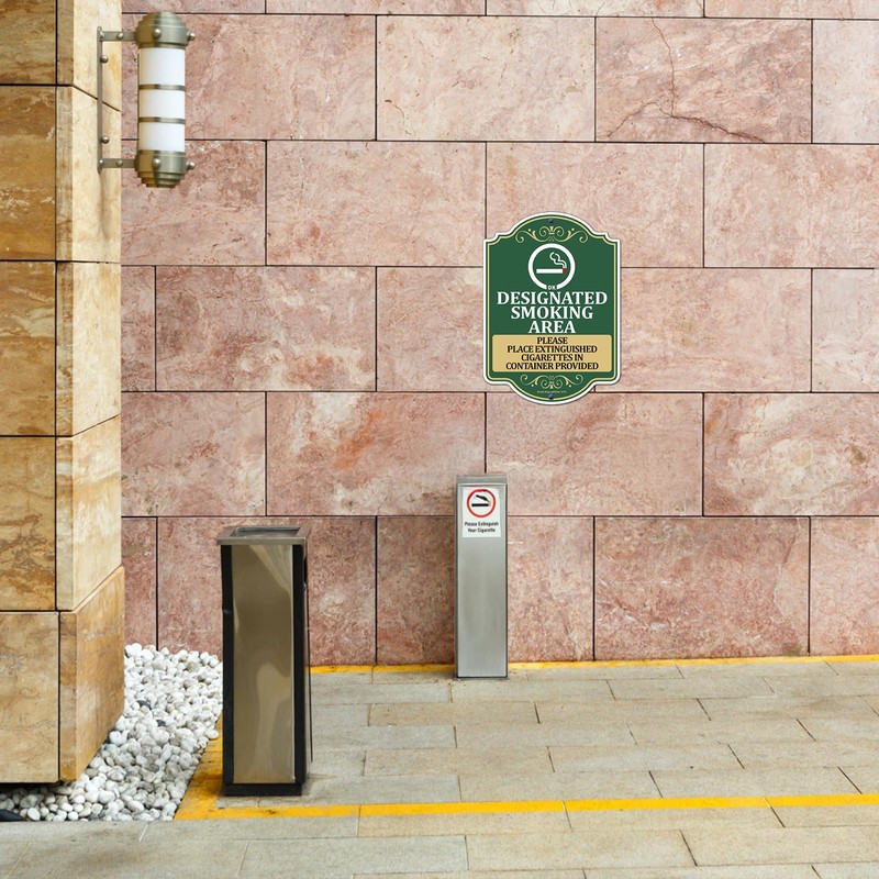 2 PC Designated Smoking Area Signs, 14"x10" Smoking Area Sign,