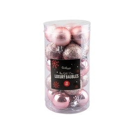 Christmas mini Baubles - ROSE GOLD - Christmas Tree Decorations set of 20 (3.5 cm) combination of Shiny,Matt and Glitter. Comes complete with a colour matched rose gold hanging thread.