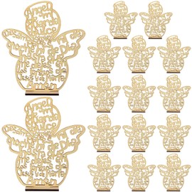 Yuntau 16 Pcs Wooden Baptism Centerpieces for Table Centro De Mesa para Bautizo Cruces Religious Catholic Table Decor Christening Communion Baby Shower Wedding Party Favors(Guardian Angel)