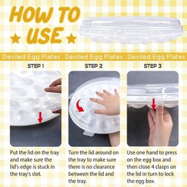 HANSGO Deviled Egg Containers with Lid, Deviled Egg Platter Carrier Holder Trays with 22 Slots for Holiday Party and Home Kitchen, White