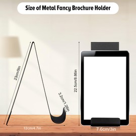 Afcabakila 4 Pack Black Metal Brochure Holder, 8.9" Vertical Display Stand for Flyers, Menus, Pamphlets, Countertop Literature Organizer