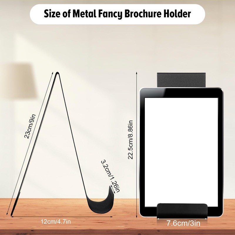 Afcabakila 4 Pack Black Metal Brochure Holder, 8.9" Vertical Display