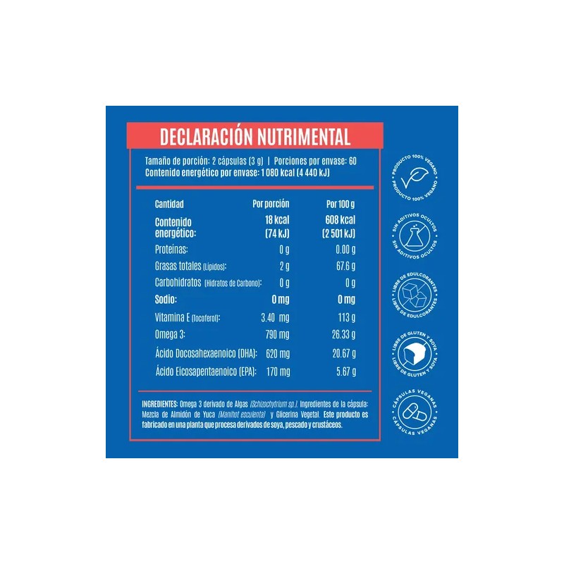 Birdman Premium Omega 3 100 Vegetal Sin Aditivos 120 Cápsulas