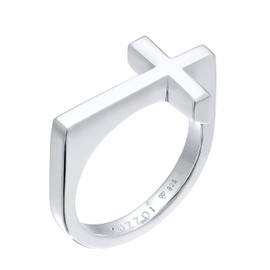 Kuzzoi 0603390722 Men's Ring with Cross Design Polished Unique Cross Ring (13 mm) for Men 925 Sterling Silver Ring with Faith Symbol Ring Size 60-66, Sterling Silver, No Gemstone