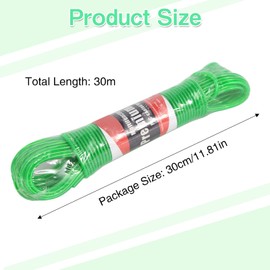 Washing Line, 30 m Washing Line with Steel Core, Outdoor Heavy Duty Extra Strong Washing Lines, Load Capacity of 120 kg, Rustproof and Waterproof Washing Rope for Home and Camping