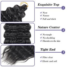 Datanala Ocean Wave Crochet Hair 30 inch Deep Wave Curly Crochet Hair 1pack Long Inch Deep Twist Braiding Hair Extensions Long Braids Deep wave Synthetic hair for Black Women (30inch, 1B)