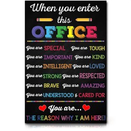 When You Enter In This Office Sign for Business - 16x24" Signs for Business, Easy to Install & Durable Canvas Materials, Positive Quotes Inspirational Wall Art, Vintage-Style Business Decoration Sign