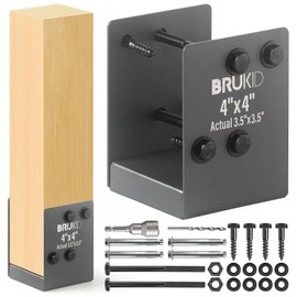 Brukid Stainless Steel 4 x 4 (Actual: 3.5" x 3.5") Deck Post Base, Post Anchor Bracket, Concrete Support Anchor Base for Deck Railing, Fences, Mailboxes (1pack- Dark Gray)