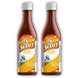 YAHVE - Emulsion de Scott Aceite de hígado de bacalao sabor tradicional Pack de 2 de 6.1 fl oz - 180 ml - Suplemento dietético para niños con vitamina A y Calcio.