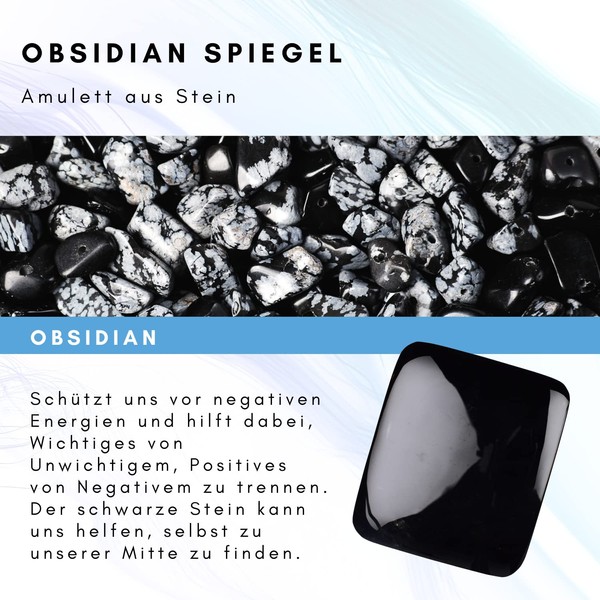 Lapis Vitalis Obsidian Mirror 14 x 12 cm - Rectangular Mirror Obsidian - Black Obsidian - Stone Amulet - For Meditation and Interior - Black Mirror Feng Shui