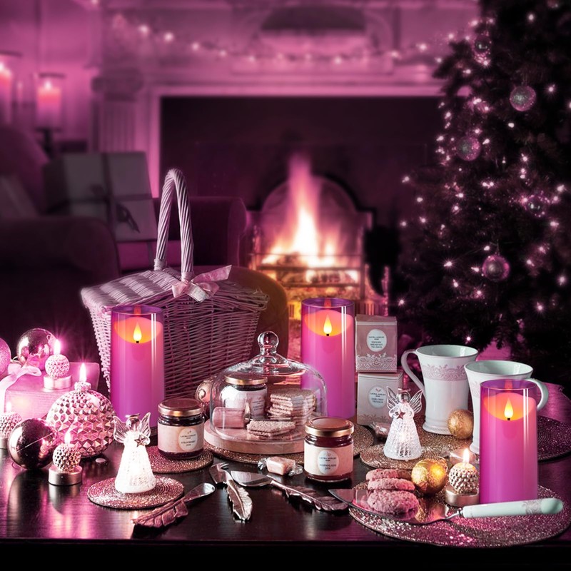 NURADA 3"x6"Flickering Flameless Candles: 3D Wick Unbreakable Acrylic Battery Operated