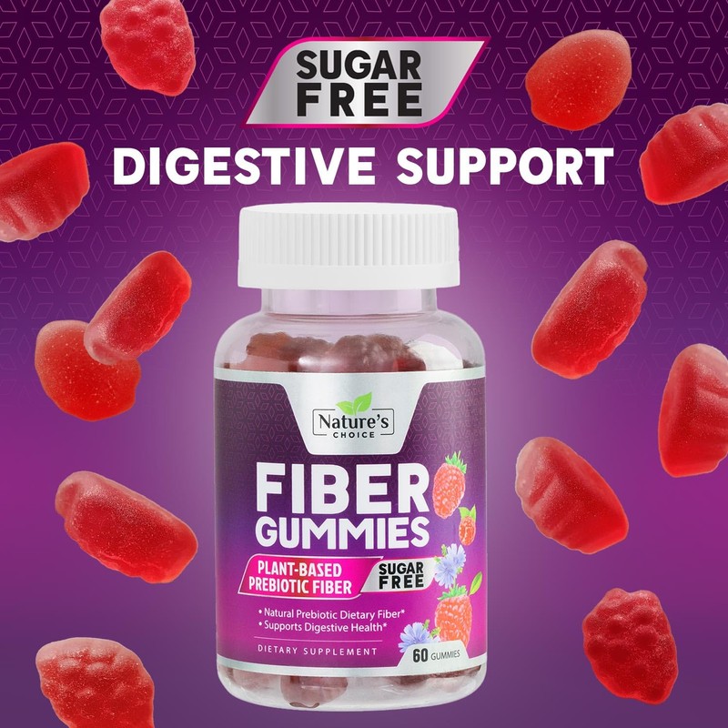 Sugar Free Fiber Gummies for Adults, Daily Prebiotic Natural Soluble