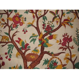 India Arts Tree of Life Tapestry Cotton Bedspread 108" x 88" Full-Queen Beige