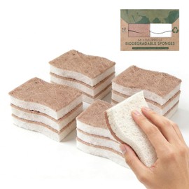 12PCS Esponja para Trastes - Fibras para Trastes Naturales, Doble Cara Ecológica, Antirayaduras y Secado Rápido, Ideal para Cocina