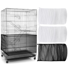 3 piezas grandes ajustables para jaula de pájaros, atrapador de plumas de semillas, jaula de pájaros, cubierta de red de malla de nailon, protector de falda suave para periquito guacamayo, jaula