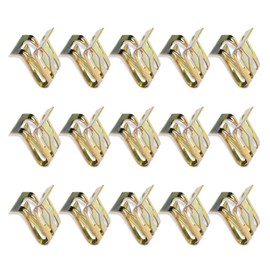 Nowkont 15 PCS Car Fixed Lining Plate Buckle Set, 0.67" x 0.59" Metal U-Shaped Lift Gate Trim Panel Clip, Console Dashboard Trim Clamp Replacement, Universal for Cars Repair Accessories (Gold)
