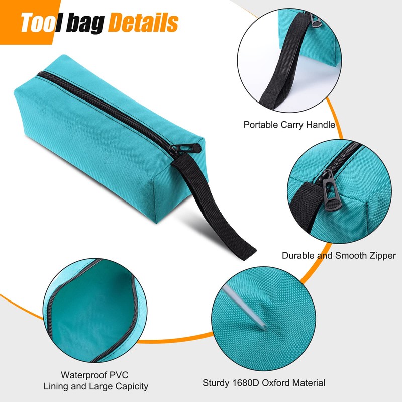 Hillban 24 Pcs Small Tool Bag Pouch Zipper Heavy Duty