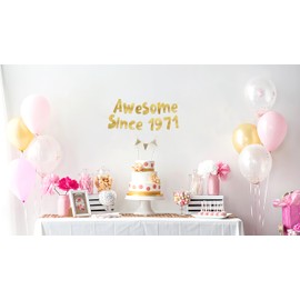 Awesome Since 1971 Gold Glitter Banner - 54th Birthday and Anniversary Party Decorations