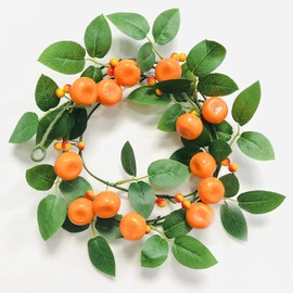 Riaxuebiy 2 m Artificial Mandarin Garland Fruit Vines Fairy Lamp Powered for Christmas Holiday Party Decoration (Orange Rattan, 1 Set)