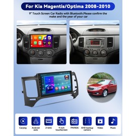 CAMECHO 2+64G Android 13 Car Stereo for Kia Magentis/Optima 2008-2010, Wireless CarPlay Radio Android Auto Car Radio, 9" Touch Screen Radio Dash Kit GPS Bluetooth WiFi RDS SWC Mirror Link