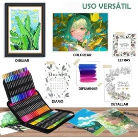80 Plumones Doble Punta Pincel y Fina Marcadores Colores Vibrantes con Estuche Gaero Shop no Toxico para Niños Ideal para Artistas, Estudiantes y Amantes del Arte