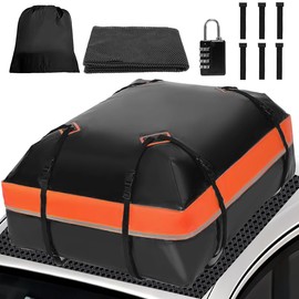 Car Roof Bag Rooftop Cargo Carrier Bag 15 Cubic Feet Waterproof for All Cars with/Without Rack, Includes Anti-Slip Mat, 8 Reinforced Straps, 6 Door Hooks, Storage Bag, Luggage Lock by MCCKLE