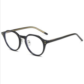BETSION Blue Light Blocking Men Women Glasses Vintage Acetate Anti Eyeglass Frames Full Rim Myopia Unisex (Black)
