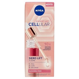 NIVEA Cellular Expert Lift Serum 3-Zone 30 ml, Face Serum for Instant Lifting, Anti-Wrinkle Face Serum with 10x Pure Bakuchiol, Anti-Wrinkle Serum for Face, Neck & Décolleté