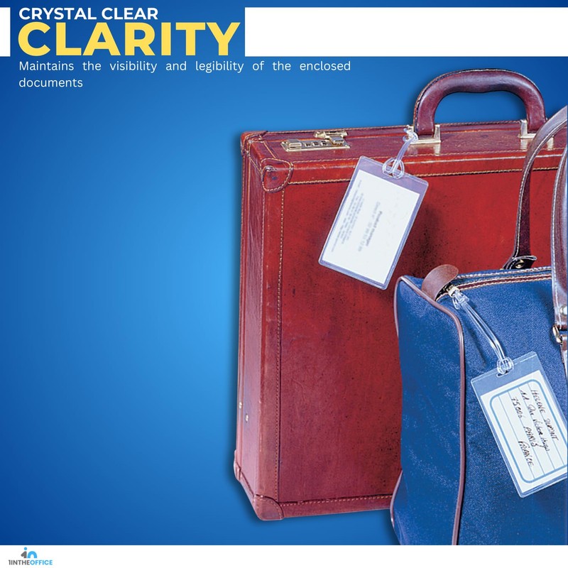 1InTheOffice Clear Laminating Pouch with Loop Attachment, Luggage Tag Style