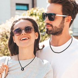 VNOX 2/3 mm Men's Leather Necklace with Stainless Steel Clasp Leather Chain Men Women Leather Cord Necklace Length 40-55 cm, Stainless Steel