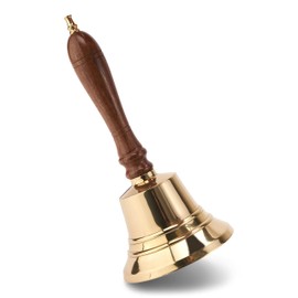 NKlaus Maritime Table Bell Brass with Wooden Handle 22 cm High Hand Bell Table Bell 11580